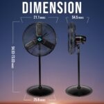 Ventilador de pedestal oscilante Tornado HI-FAN-24POF-WR-1P-HEX2 24 pulgadas resistente al agua IPX4 metal 2 velocidades