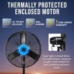 Ventilador de pedestal oscilante Tornado HI-FAN-24POF-WR-1P-HEX2 24 pulgadas resistente al agua IPX4 metal 2 velocidades