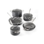 Batería de cocina antiadherente de cerámica All-Clad Groupe SEB E126SA64 HA1 10 piezas gris claro apta para inducción