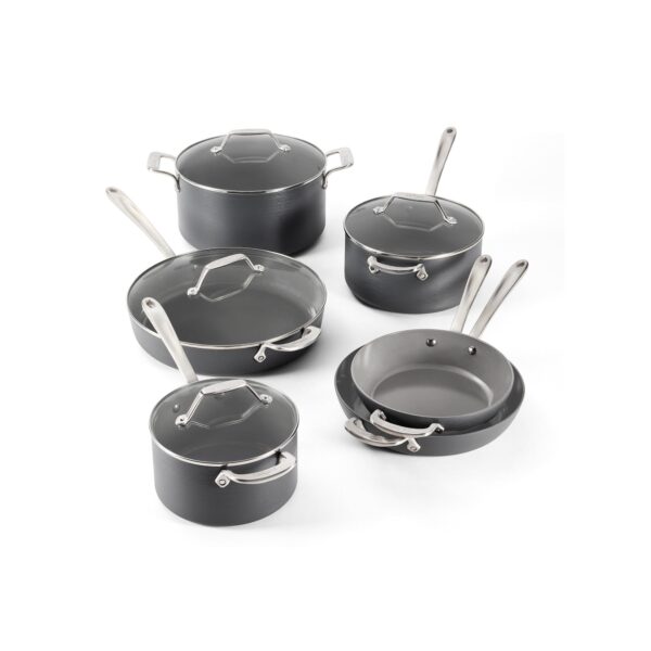 Batería de cocina antiadherente de cerámica All-Clad Groupe SEB E126SA64 HA1 10 piezas gris claro apta para inducción
