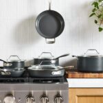 Batería de cocina antiadherente de cerámica All-Clad Groupe SEB E126SA64 HA1 10 piezas gris claro apta para inducción