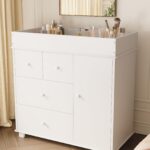 Baby Changing Table Dresser, Modern Diaper Changing Station with 5 Drawers,Multi-Functional Infant Nursery Baby Dresser
