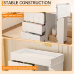 Baby Changing Table Dresser, Modern Diaper Changing Station with 5 Drawers,Multi-Functional Infant Nursery Baby Dresser