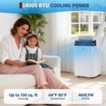 Aire Acondicionado Portátil Inversor Garvee 14000 BTU manguera doble bomba de calor WiFi enfría hasta 65 metros cuadrado