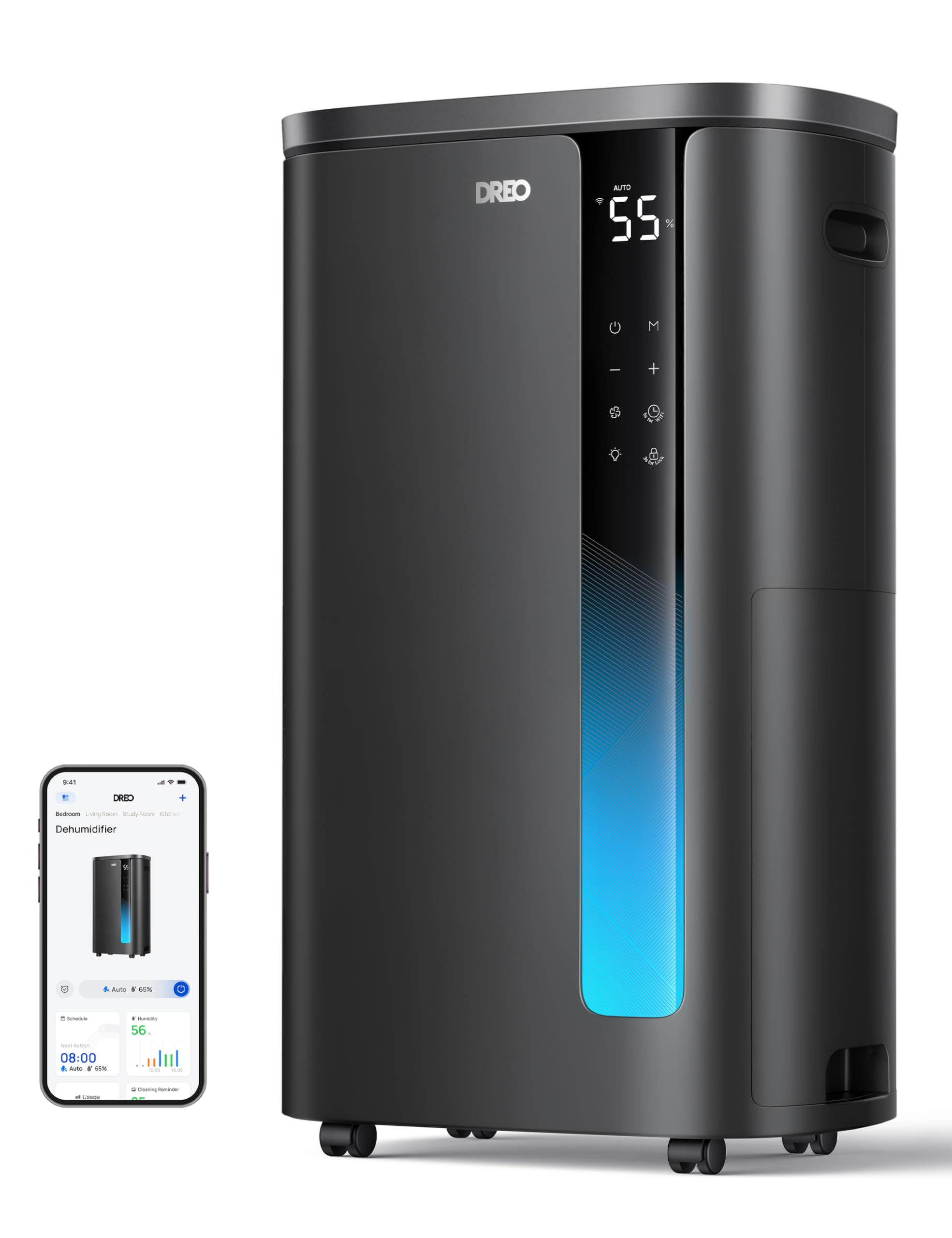 Version 1.0.0 Deshumidificador Inteligente DREO DR-HDH003S 73 Pintas Energy Star 6.0 para Sótano y Hogar hasta 2000 pies²