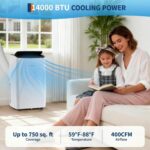 Aire acondicionado portatil 4 en 1 GarveeTech FDP41-3037ZR3 14000 BTU para cuartos hasta 65 m2 con refrigeracion deshumi
