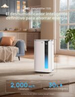 Deshumidificador DREO DR-HDH003S Silver 73 Pintas Energy Star 6.0 para Espacios hasta 2000 pies² Silencioso 42 dB con Ma