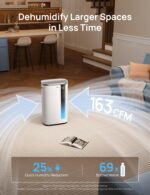 Deshumidificador DREO DR-HDH003S Silver 73 Pintas Energy Star 6.0 para Espacios hasta 2000 pies² Silencioso 42 dB con Ma