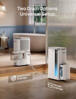 Deshumidificador DREO DR-HDH003S Silver 73 Pintas Energy Star 6.0 para Espacios hasta 2000 pies² Silencioso 42 dB con Ma