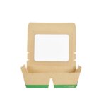 Caja para llevar Restaurantware RWA1972K-MC papel kraft 4 compartimentos 28 oz ventana 200 piezas comida