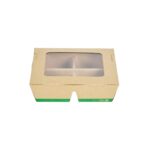 Caja para llevar Restaurantware RWA1972K-MC papel kraft 4 compartimentos 28 oz ventana 200 piezas comida