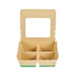 Caja para llevar Restaurantware RWA1972K-MC papel kraft 4 compartimentos 28 oz ventana 200 piezas comida