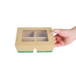 Caja para llevar Restaurantware RWA1972K-MC papel kraft 4 compartimentos 28 oz ventana 200 piezas comida