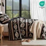 Juego de edredón Woolrich WR14-4031 diseño suroeste azteca reversible ligero tamaño King con fundas color negro