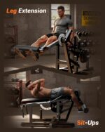 Leg Extension & Curl Machine, 630 Lb Adjustable Leg Curl/Extension Trainer, Seated or Lying Home Gym Equipment, Cable Sy