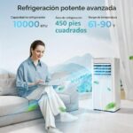 Aire acondicionado portátil Electactic OL-A016FN06N3 10000 BTU 3 en 1 enfría hasta 42 m2 pantalla LED control remoto des