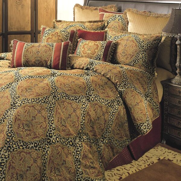Juego de edredón de lujo acolchado a mano Tangiers Pacific Coast Home Furnishings Inc TG3PC-QN-CS estilo chenille 5 piez