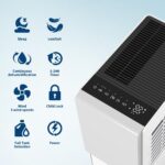 Deshumidificador para Casa Completa 150 Pintas, 5,500 Pies Cuadrados, Tanque 5.5L, Drenaje Continuo, Modo Inteligente, D