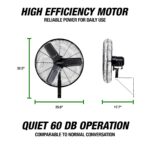 Ventilador de Pared Oscilante OEMTOOLS 44883 24 Pulgadas 4216 CFM Motor IP44 3 Velocidades para Exteriores Patios y Gara