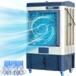 Enfriador evaporativo Uthfy HY-40BI-429 41 pulgadas 4800 CFM tanque 10.6 galones 3 paquetes de hielo oscilacion para ext