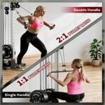 Wall Mounted Cable Machine for Home Gym, High and Low Cable Crossover Machine with 19-Position & Dual Pulley System, LAT