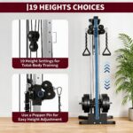 Wall Mounted Cable Machine for Home Gym, High and Low Cable Crossover Machine with 19-Position & Dual Pulley System, LAT