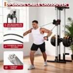 Wall Mounted Cable Machine for Home Gym, High and Low Cable Crossover Machine with 19-Position & Dual Pulley System, LAT