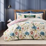 Juego de edredón Gloucester CHF Industries 2D2069C3MU satén algodón floral a rayas matrimonial Queen 3 piezas multicolor
