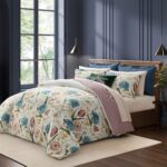 Juego de edredón Gloucester CHF Industries 2D2069C3MU satén algodón floral a rayas matrimonial Queen 3 piezas multicolor