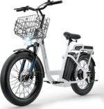 Caroma Peak - Scooter eléctrico de 500 W/800 W/1200 W con asiento, bicicleta eléctrica de neumático grueso de 20 pulgada