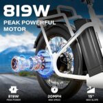 Caroma Peak - Scooter eléctrico de 500 W/800 W/1200 W con asiento, bicicleta eléctrica de neumático grueso de 20 pulgada