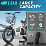Caroma Peak - Scooter eléctrico de 500 W/800 W/1200 W con asiento, bicicleta eléctrica de neumático grueso de 20 pulgada