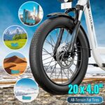 Caroma Peak - Scooter eléctrico de 500 W/800 W/1200 W con asiento, bicicleta eléctrica de neumático grueso de 20 pulgada