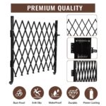 67" H x 71" W Single Folding Security Gate, Lockable Scissor Gate with 360° Swivel Casters, Driveway Gate for Entry Secu