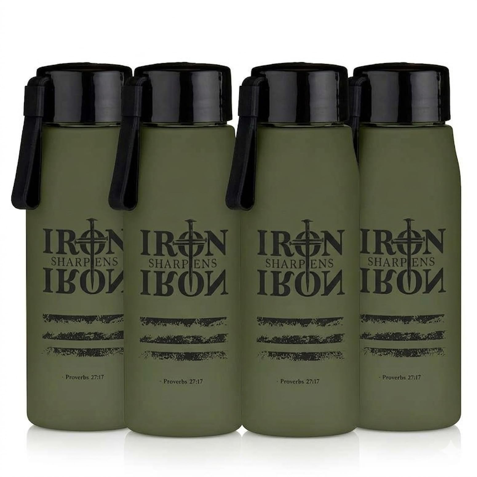 Version 1.0.0 Botellas de Agua Deportivas Christian Brands N6749 Cilindros de Plástico con Tapa de Rosca y Correa 473 ml 16 oz Paquete
