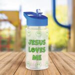 Botellas de Agua para Niños Christian Brands P1797 Paquete de 4 Piezas de 10 oz Plástico con Tapa de Popote Abatible Ver