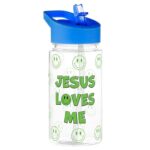 Botellas de Agua para Niños Christian Brands P1797 Paquete de 4 Piezas de 10 oz Plástico con Tapa de Popote Abatible Ver
