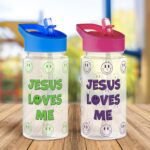 Botellas de Agua para Niños Christian Brands P1797 Paquete de 4 Piezas de 10 oz Plástico con Tapa de Popote Abatible Ver
