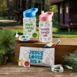 Botellas de Agua para Niños Christian Brands P1797 Paquete de 4 Piezas de 10 oz Plástico con Tapa de Popote Abatible Ver
