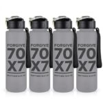 Botellas de agua deportivas de plástico Christian Brands R0551 paquete de 4 piezas de 24 onzas con popote integrado y co