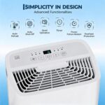 Deshumidificador Portátil 35 Pintas con Drenaje Automático y Controles Digitales, Cubre 4,500 Pies Cuadrados, Filtro Reu