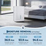Deshumidificador Portátil 35 Pintas con Drenaje Automático y Controles Digitales, Cubre 4,500 Pies Cuadrados, Filtro Reu