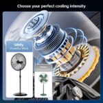 Ventilador de pedestal oscilante Uthfy FGSB-30 BLACK 9600 CFM 3 velocidades 200W altura ajustable industrial