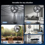 Ventilador de pedestal oscilante Uthfy FGSB-30 BLACK 9600 CFM 3 velocidades 200W altura ajustable industrial