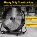 Ventilador de tambor industrial Uthfy FT-36 BLACK 36 pulgadas 21800 CFM 600 W 3 velocidades inclinación 360 grados garaj