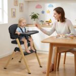 Baby High Chair for Babies Toddlers, Foldable Portable Highchair, Toddler Feeding Seat, Easy Clean Waterproof Cushion, R