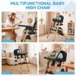 Baby High Chair for Babies Toddlers, Foldable Portable Highchair, Toddler Feeding Seat, Easy Clean Waterproof Cushion, R