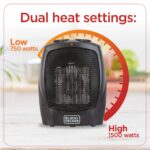 Calentador de Cerámica Personal BLACK+DECKER BHDC201 para Escritorio con Termostato, 3 Modos, 1500 W