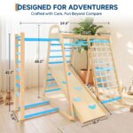 ActiveTrail Indoor Jungle Gym,7 in 1 Wooden Climber Playset for Kids,Weight Capacity 480 LBS, Blue