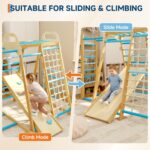 ActiveTrail Indoor Jungle Gym,7 in 1 Wooden Climber Playset for Kids,Weight Capacity 480 LBS, Blue